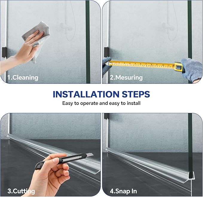 2-Pack Frameless Shower Door Bottom Seal (3/8" X 39") Clear Glass Seal Strip Shower Door Sweep - Stop Shower Leaks