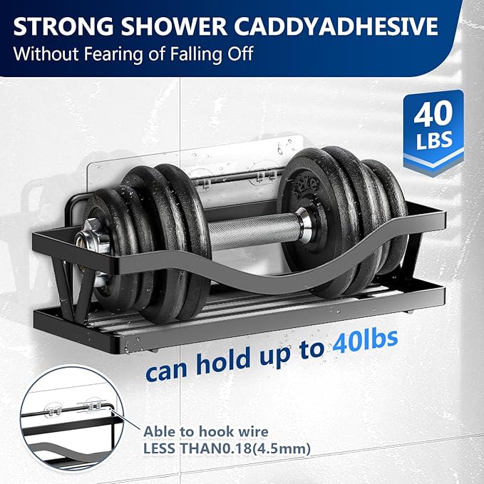 Shower Caddy Adhesive Replacement Stickers - 6 Pack No Drilling Shower Caddy Adhesive Strips, Strong Adhesive Hooks for Shower Caddy Bathroom Storage Shelves and Kitchen Racks & Soap Holder