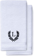 Decorative and Monogrammed Hand Towels for Bathroom Kitchen Makeup | Personalized Gift for Wedding-Bridal | Roman Font Custom Luxury Turkish Towel | Spa Collection, Oversized, 16 X 30 Inch, Set of 2