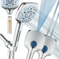 AquaCare High Pressure 10 Spray Mode Filtered Showerhead - Handheld Shower Head Filters Chlorine to Heal Dry Skin, Revive Hair - Dual Power Wash Cleans Tub, Tile, Pets - Hard Water Softener, Chrome