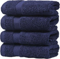 SOFE H&L | Olea Towel Set | 100% Cotton Premium Turkish Towels for Bathroom | Soft, Absorbent, Durable (Navy, Set of 4 - Washcloth)