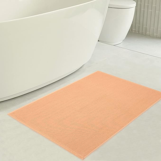 American Soft Linen Bath Rug, 17 in 24 in 100% Cotton Bath Mats Rugs for Bathroom, Slip Reducer Washable Shaggy Form Area Rugs, Malibu Bath Rug