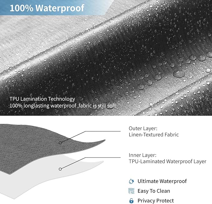 2-in-1 Waterproof Extra Long Fabric Shower Curtain or Liner,Linen Textured,84 Inch Breathable TPU & Washable Bathroom Shower Curtain Set with 12 Plastic Hooks,Modern,72"x84" Charcoalgrey