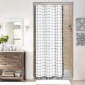 MitoVilla 36 x 72 Small Stall Boho Shower Curtain Set, White Black Narrow Polyester Linen Fabric Shower Curtains for Farmhouse Bathroom Decor, Half Size Cloth Shower Curtain Set with Hooks