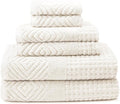 Texere 100% Organic Cotton Jacquard 650 GSM Premium Bath Towel Set - Extra Absorbent Quick Dry and Plush (Cable, Light Taupe, 2 Bath & 2 Hand Towels)