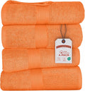 RIVERSIDE 100% Ring Spun Cotton Large Bath Towels Set of 4, 27 x 54 Inches – Quick Dry, Soft & Highly Absorbent Towels for Shower & Bathroom – Luxury 600 GSM Towels for Home, Spa, Gym, Hotel, Orange