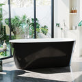 67'' Freestanding Bathtub, Deep Soaking Tub with Non-Slip Base, Acrylic, cUPC Certified Free Standing Tub, Chrome Drain Bath Tub, Modern Tub for Bathrooms, Black