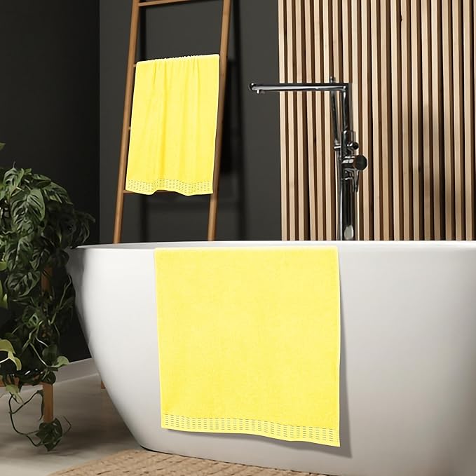 Cotton 2 Pack Oversized Bath Towel Set 28x55 inches, Large Bath Towels, Ultra Absorbant Compact Quickdry & Lightweight Towel, Ideal for Gym Travel Camp Pool - Lime Yellow