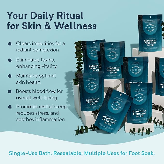 Hydrogen Peroxide Epsom Salt Bath Soak - USA-Made – Patented Bath Salts, Muscle Recovery, & Skin Detoxification – Magnesium Salts for Bathing - Doctor Formulated Pure Epsom Salt (2-Pack)