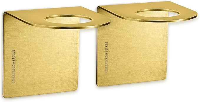 MaisoNovo Adhesive Soap & Shampoo Holder Set of 2 - Gold | Wall Mounted Dispenser Holder