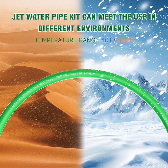 Sewer Jetter Kit for Pressure Washer 100FT – 5800PSI High-Pressure Drain Cleaner, M22 & 1/4'' NPT Universal Fit, Unclog Gutters & Sewer Lines, Durable Jetter Hose for Homeowners & DIYers