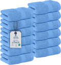 DAN RIVER 12-Pack Premium 100% Cotton Medium Blue Face Towels – Reusable Face Towel Set, Soft & Absorbent washcloths for Showering – Hand and Face Towels, 550 GSM (12x12 in)