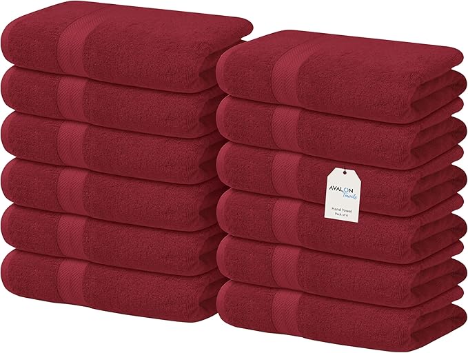 Avalon Towels Luxury Washcloths Value Pack of 12 – Premium Cotton, Soft & Absorbent Wash Cloths for Body and Face, Hotel and Spa Quality Wash Clothes, Quick Dry and Machine Washable (Crimson Red)