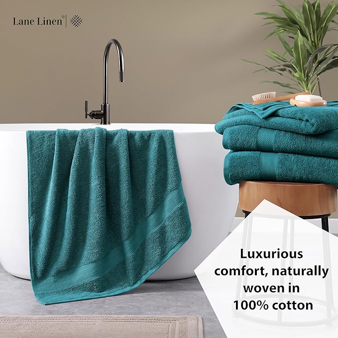 LANE LINEN 100% Luxury Cotton Bath Sheets (35"x66") - 4 Piece - Fade Resistant, Machine Washable, Soft & Highly Absorbent - Eco Friendly, Extra Large Bathroom Towels Sets - Ideal for Guests - Sea Port