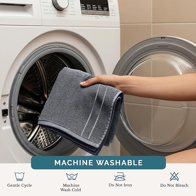Casa Platino Wash Cloths Set of 24- Spa & Salon Quality - 100% Ring Spun Cotton Face Towels - Soft & Ultra Absorbent Washcloths for Body, Beauty, Home, Gym - Fingertip Towels - 13"x13", Cool Grey