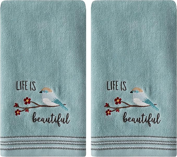 SKL Home by Saturday Knight Ltd. Life Is Beautiful 2 Pc Hand Towel Set, Aqua