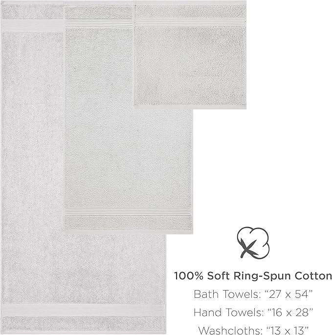 Arkwright Bathroom Hand Towels Set of 6 - Super Soft 100% Cotton, 600 GSM Quick Dry & Absorbent, Luxury Bath Essentials for Hotels, Spa, Hosts, and Vacation Rentals, Pewter Grey