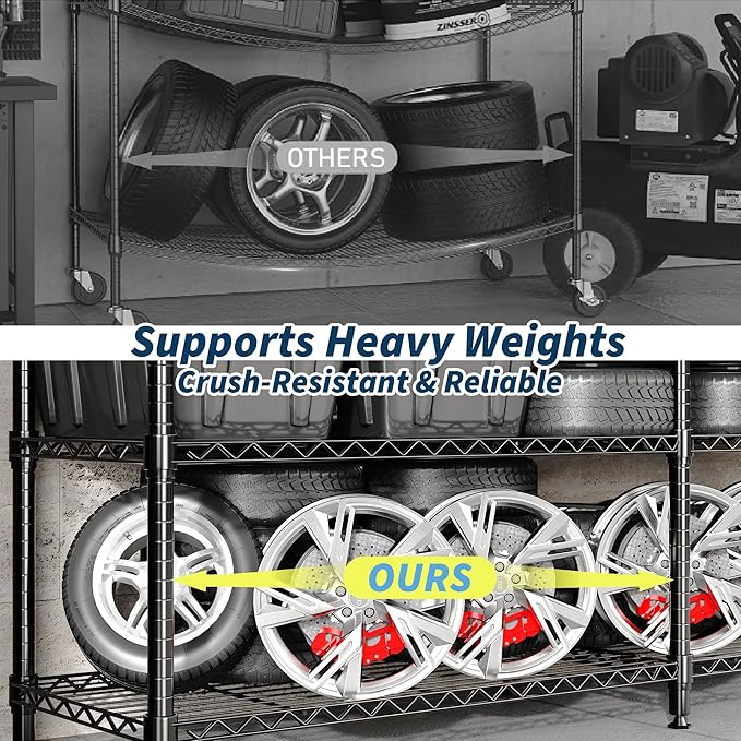 4-Tier Metal Storage Shelves, Adjustable Wire Shelving Unit for Garage, Pantry, Basement & Kitchen, Easy Assembly, 70.8" w x 15.8" d x 59.5" h, 265 Lbs Per Tier