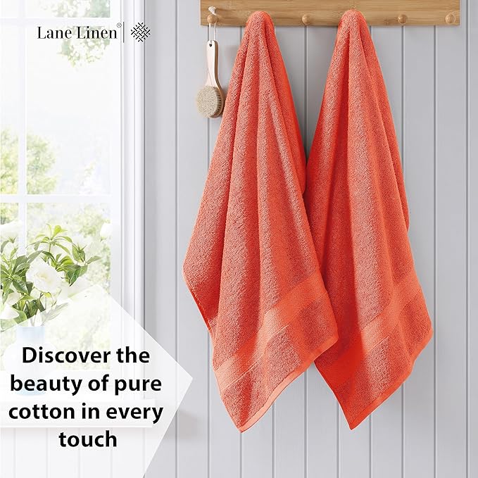 LANE LINEN 100% Cotton Premium Bath Sheets Set of 4 (35"x66") - Extra Large Bath Towels - Quick Drying, Soft & Absorbent Oversized Bathroom Towel Sets - Holds well after Multiple Washes - Living Coral