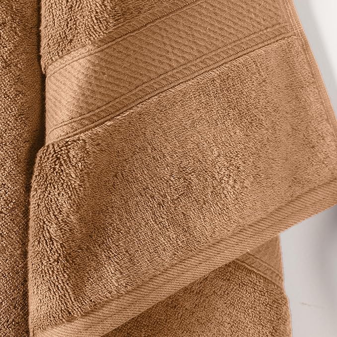 Superior Egyptian Cotton Pile Bath Towel Set of 2, Ultra Soft Luxury Towels, Thick Plush Essentials, Absorbent Heavyweight, Guest Bath, Hotel, Spa, Home Bathroom, Shower Basics, Rust