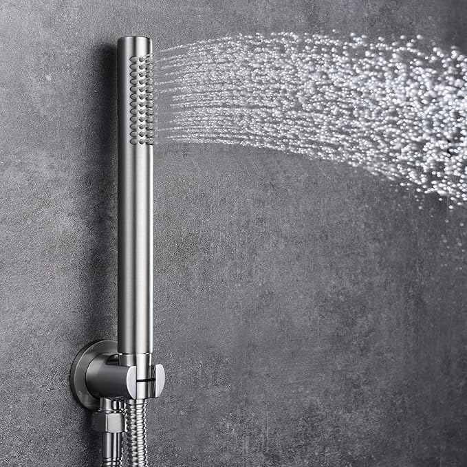 sumerain 3 Handle Wall Mount Tub Faucet with Sprayer, High Flow Waterfall Bathtub Faucet Brushed Nickel