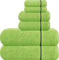MyOwn Ultra Soft 6 Pack Cotton Towel Set, Contains 2 Bath Towels 28x55 inch, 2 Hand Towels 16x24 inch & 2 Wash Coths 12x12 inch, Ideal Everyday use, Compact & Lightweight - Kiwi Green