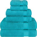 Cotton Paradise 6 Piece Towel Set 100% Cotton Soft Absorbent Turkish Towels for Bathroom 2 Bath Towels 2 Hand Towels 2 Washcloths, Aqua Blue Towel Set