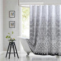 90 Inch Extra Long Shower Curtain - Chantilly Lace Design, Heavyweight Polyester, Black to White Ombre, 72" W x 90" H