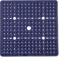 ENKOSI Square Shower Mat 27x27 inch - Large Anti Slip Shower Floor Mat - Non Slip Bathroom Shower Stall Mats with Strong Secure Suction Cups and Drain Holes in Middle (Navy Blue 27x27)