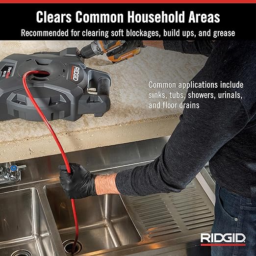 RIDGID 74978 K9-12 FlexShaft 1/4" x 30' Wall-to-Wall Professional Drain Cleaning Machine, Compact Drain Cleaner for 1-1/4" to 2" Pipes