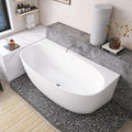 67" Acrylic Back-to-Wall Bathtub,Freestanding Bathtubs, Stand Alone Tub, Soaking Tubs for Bathroom, Integrated Overflow and Drain, cUPC Certified, Gloss White