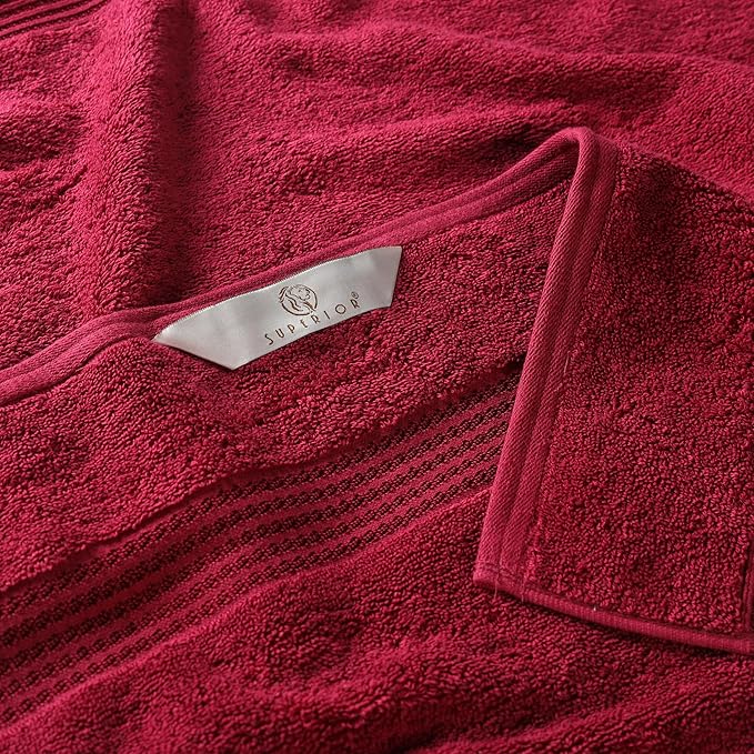 Superior Egyptian Cotton 8-Piece Towel Set, Assorted Towels for Home Bathroom, Guest Bath Decor Essentials, Includes 2 Bath, 4 Hand, 2 Face Towels/Washcloths, Quick Dry, Absorbent, Burgundy