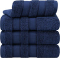 American Soft Linen Salem 100% Cotton Turkish 4 Piece Hand Towels for Bathroom, 600 GSM Soft Absorbent Quickdry Hand Face Towel Set, Navy Blue