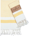 Ruvy Home Basics Turkish Hand Towels for Bathroom Set of 2 | 18"x40", Cotton | Decorative Towel for Bathroom, Kitchen, Dishcloth, Tea, Yoga, Face, Gym - Yellow