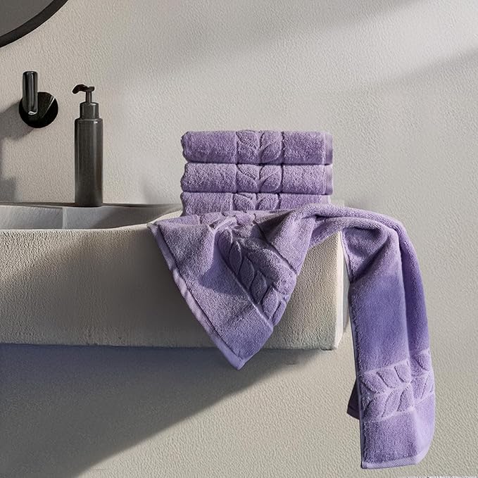 BAGNO MILANO Organic Turkish Cotton Bath Towels, Luxury Jacquard Collection, Certified Organic Highly Absorbent, Soft-Plush Towel Set (Lilac, 2 Pcs Bath Towel Set)