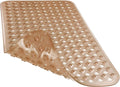 Yimobra Bathtub Mat Non Slip, Super Strong Suction Cups, 27.5"x15.5" Long Shower Mat with Drain Holes, Machine Washable Fast Draining Bath Mats, Bathroom Essentials,Clear Brown
