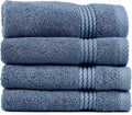 EastNBlue Lara 100% Turkish Cotton Washcloths 4 Pack, Extra Soft & Absorbent Wash Cloths for Face & Body (12" x 12"), Terry Cloth, Small Hand Towels for Bathroom, Navy Blue