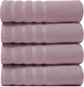 Hearth & Harbor Bath Towels for Bathroom - 100% Ring Spun Cotton Luxury Bathroom Towels - Soft & Highly Absorbent 4 Bath Towels, Dusty Purple