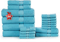 Ample Decor Bathroom Towel Set of 18-4 Bath Towel, 4 Hand Towel, 10 Wash Cloths – Ideal for Gifting, Hotel, Gym, Spa - Sky Blue