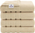 American Soft Linen Luxury 4 Piece Bath Towel Set, 600 GSM 100% Cotton Turkish Bath Towels for Bathroom, 27x54 in Extra Large Bathroom Shower Towels, Beige