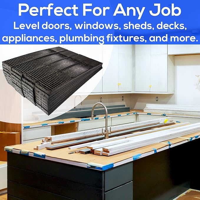 Pro-Grade Composite Shims for Heavy Duty Leveling. 24 pk 7.75 Inch, Never Rot, Easy Snap, Level Wedges. Water, Weather Resistant for Toilets, Doors, Windows, Sheds. Support Appliances and Furniture