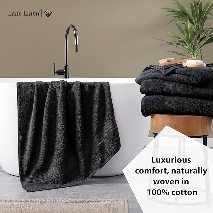 LANE LINEN (35"x66" Large Bath Sheets Set of 4-100% Cotton Bath Sheet - Fade Resistant, Machine Washable & Highly Absorbent - Oversized Luxury Bath Towel for Bathroom - Hotel Quality Black Towels