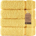 Washcloth Linen Set Premium Original Turkish Cotton, Hotel Quality for Maximum Softness & Absorbency for Face, Hand, Kitchen & Cleaning (Yellow, Washcloth Set)