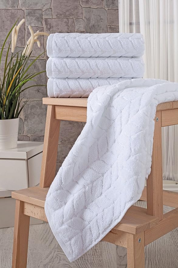 BAGNO MILANO Turkish Cotton Ultra-Soft Plush Absorbent Quick Dry Bathroom Towel Set, Made in Turkey (White, 2 pcs Bath Towel Set)