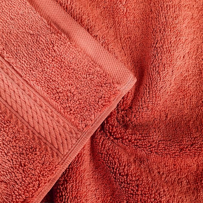 BLUENILEMILLS Madison Egyptian Cotton Towels, Towel Set for Bathroom, Shower, Hotel, Plush, 800 GSM, Highly Absorbent and Ultra-Soft Towels, Bath Essentials, 8 Piece Assorted Towel Set, Coral