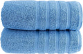 HALLEY Turkish 2 Pack Premium Bath Towels (2 Pieces) 650 GSM Highly Absorbent Super Soft 100% Cotton - 2 Bath Towels (Blue)