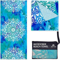 Elite Trend Microfiber Beach Towel for Adults with Bag - Extra Large 78x35 inch Lightweight Sand Free Quick Dry Towel for Travel, Swimming, Yoga, Camping (Mandala Blue)
