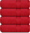 Casa Lino Red Bath Towels Set of 4 (54" x 27") - Large Bathroom Towel Set - 100% Cotton Towels for Bathroom - Highly Absorbent & Quick Dry Bath Towel Multipack - New Apartment Essentials