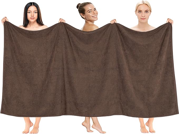 Cotton Paradise 100% Cotton 40x80 Oversized Bath Sheet, Extra Large Turkish Bath Towels for Bathroom, Brown Bathsheet