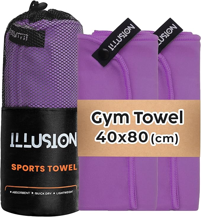illusion Small Microfiber Gym Towels for Men and Women Active Sports (32" L x 16''W)-Lightweight Quick Dry Gym Towel for Sweat-Workout Towels Ideal for Yoga, Camping, Running, and Outdoor Activities